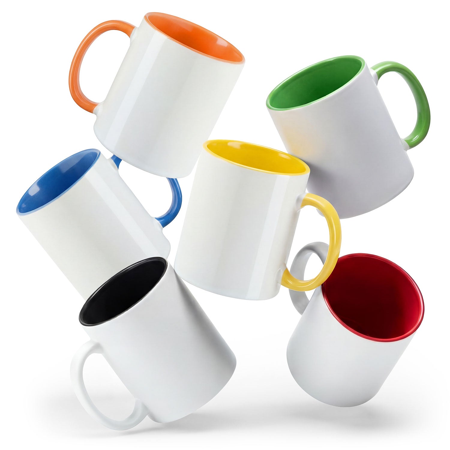 Sechs Bedruckbare Tassen Banner. Ohne Bedruckung.